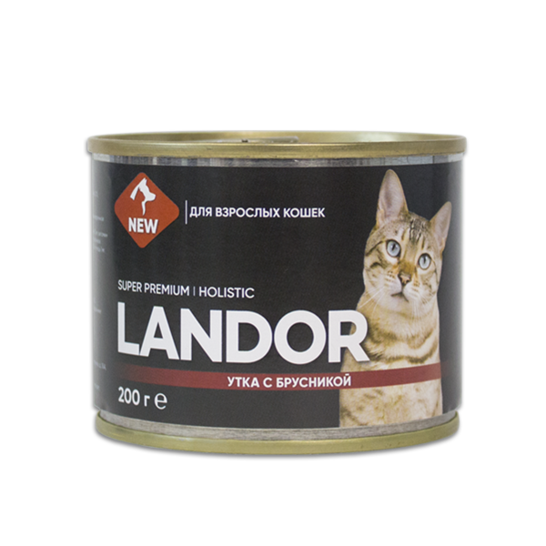 Консервы для кошек Landor, утка с брусникой, 6шт по 200г