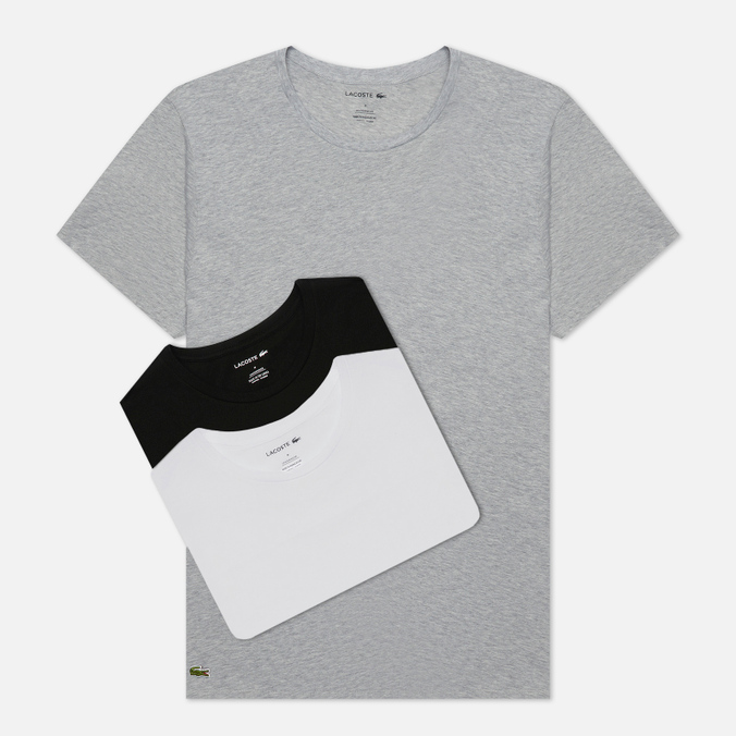 

Комплект футболок мужских Lacoste TH3321-BXY белый, черный, серый L, TH3321-BXY