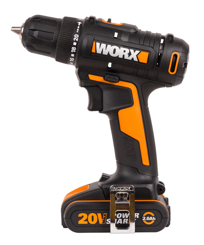 Дрель-шуруповерт аккумуляторная WORX WX100.2, 20В, 2Ач х2, ЗУ 0,4А, сумка