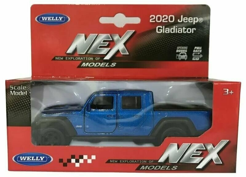 Машинка Welly JEEP GLADIATOR 1:34-39 синий 43788 welly 1 36 jeep willys mb car model diecast simulated alloy pullback toys car finished product model hobbies collect ornaments