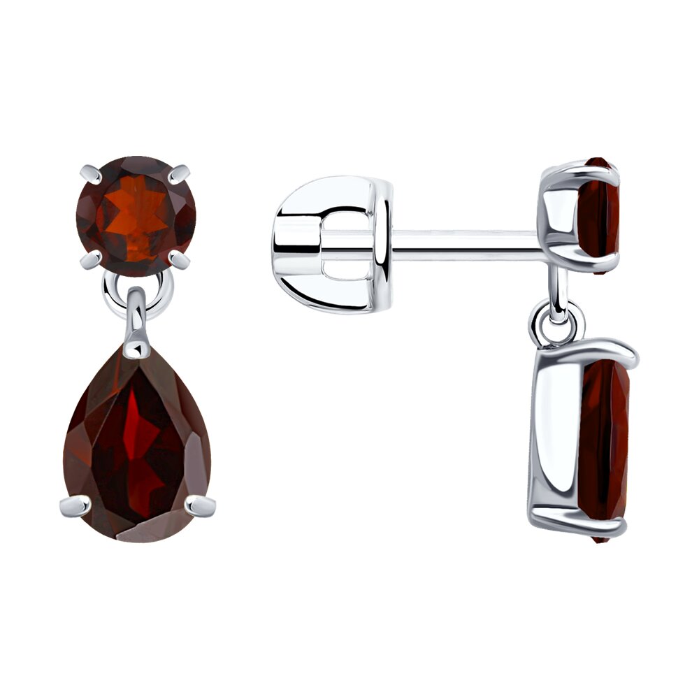 

Серьги подвески из серебра SOKOLOV 92022557, гранат, 92022557