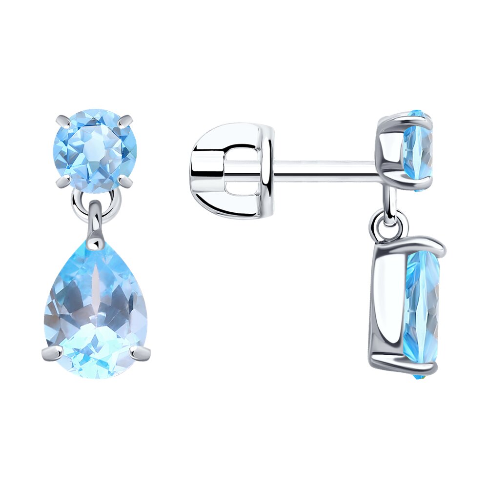 

Серьги подвески из серебра SOKOLOV 92022556, топаз, 92022556