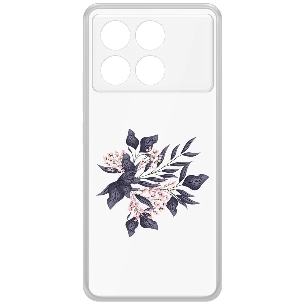 

Чехол-накладка Krutoff Clear Case Розовые бутоны для Xiaomi Poco X6 Pro, Прозрачный