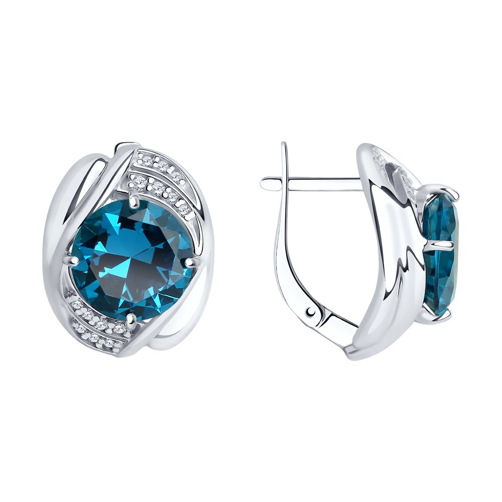

Серьги из серебра SOKOLOV 92022470, ситалл искусственный/фианит, 92022470