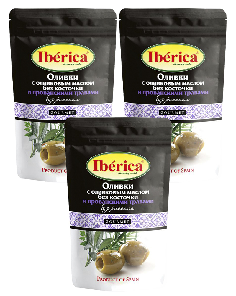 

Оливки Iberica с Оливковым Маслом и Прованскими Травами без Косточки 70 гр - 3 шт