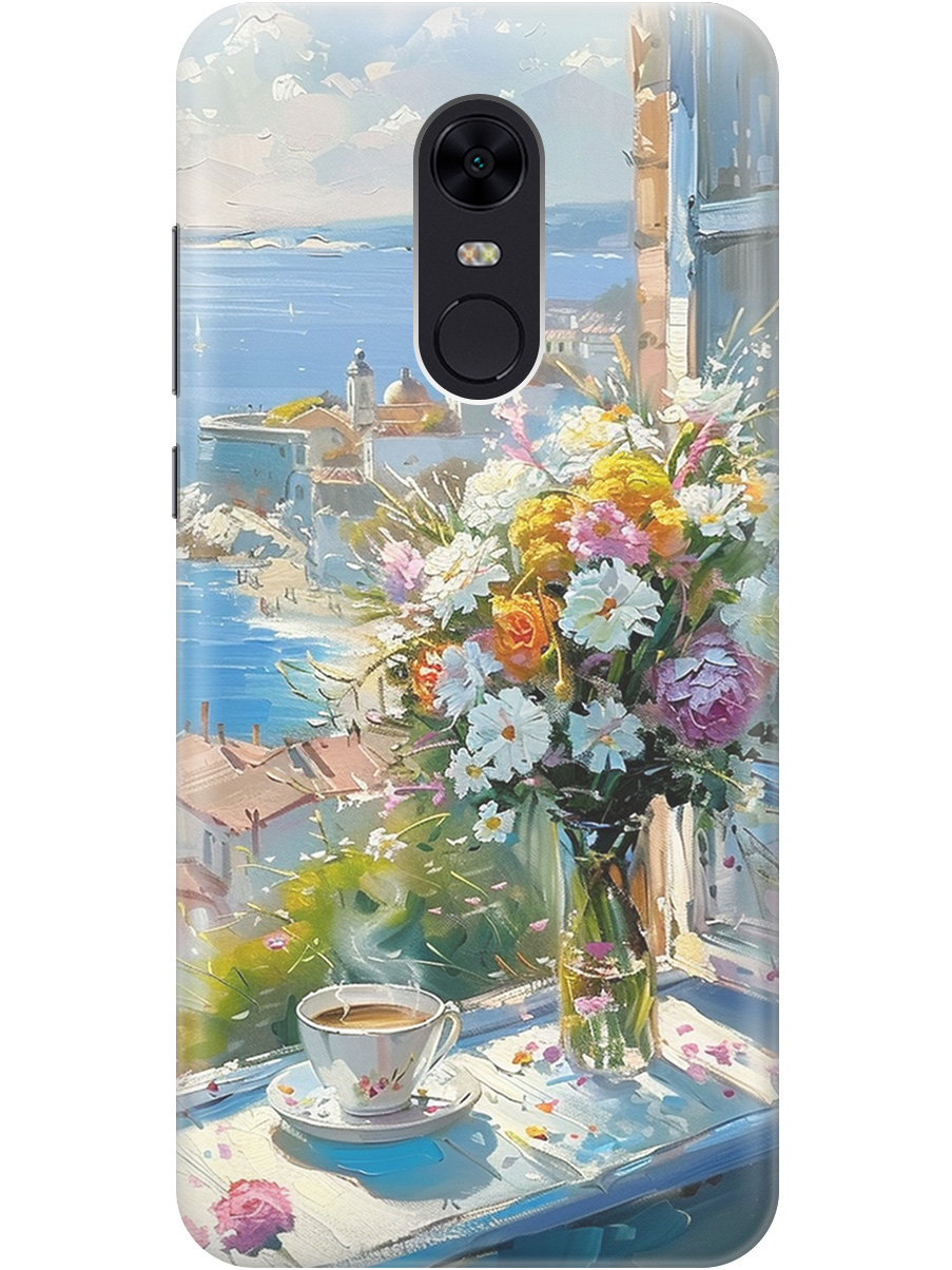 

Силиконовый чехол на Xiaomi Redmi 5 Plus с принтом "Букет цветов и кофе", Прозрачный;белый;голубой, 717097522