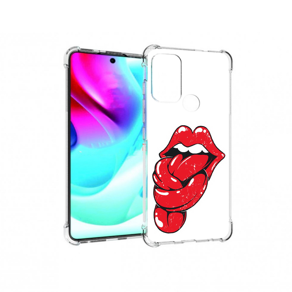 

Чехол MyPads Tocco для Motorola Moto G60S яркие губы с языком (PT227079.361.705), Прозрачный, Tocco