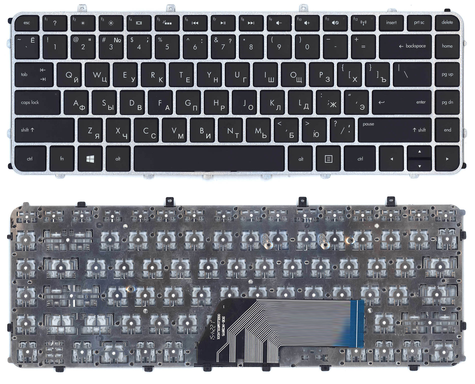 фото Клавиатура для ноутбука hp envy 4-1000 envy 6-1000 черная с серебристой рамкой oem