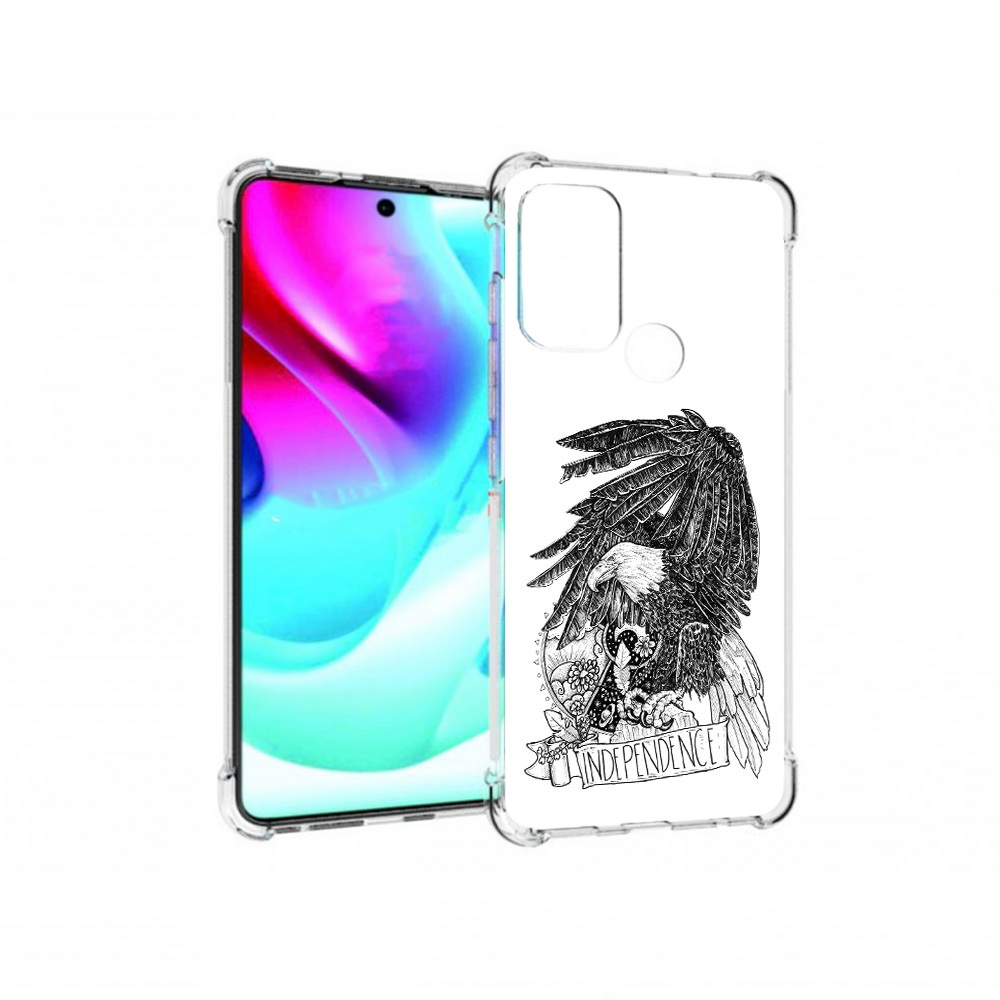 

Чехол MyPads Tocco для Motorola Moto G60S черно белый сокол (PT227079.361.688), Прозрачный, Tocco