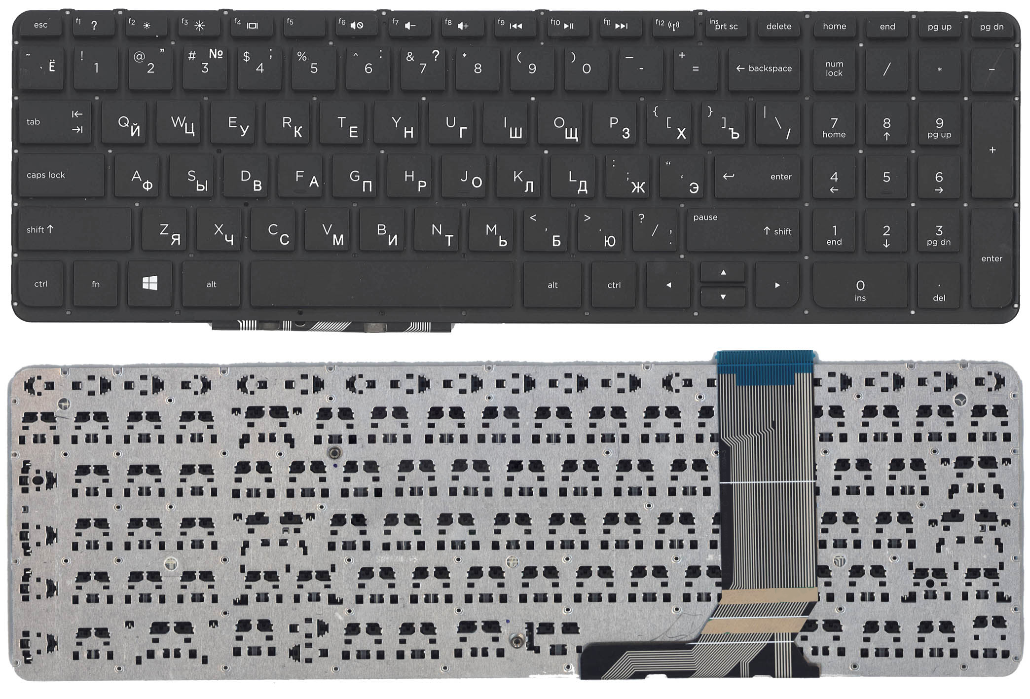 

Клавиатура для ноутбука HP Envy 15-j000 черная без рамки, плоский Enter