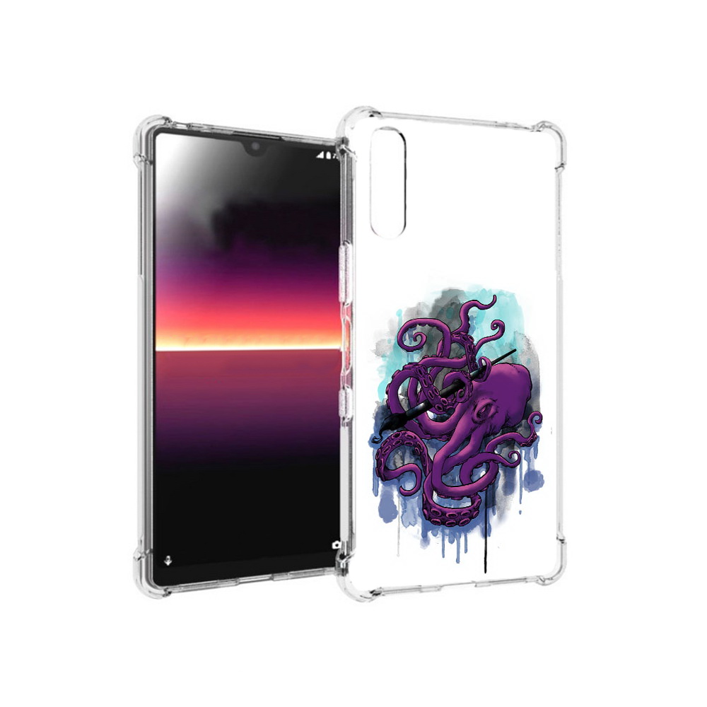 

Чехол MyPads Tocco для Sony Xperia L4 фиолетовый осьминог (PT227010.235.658), Прозрачный, Tocco