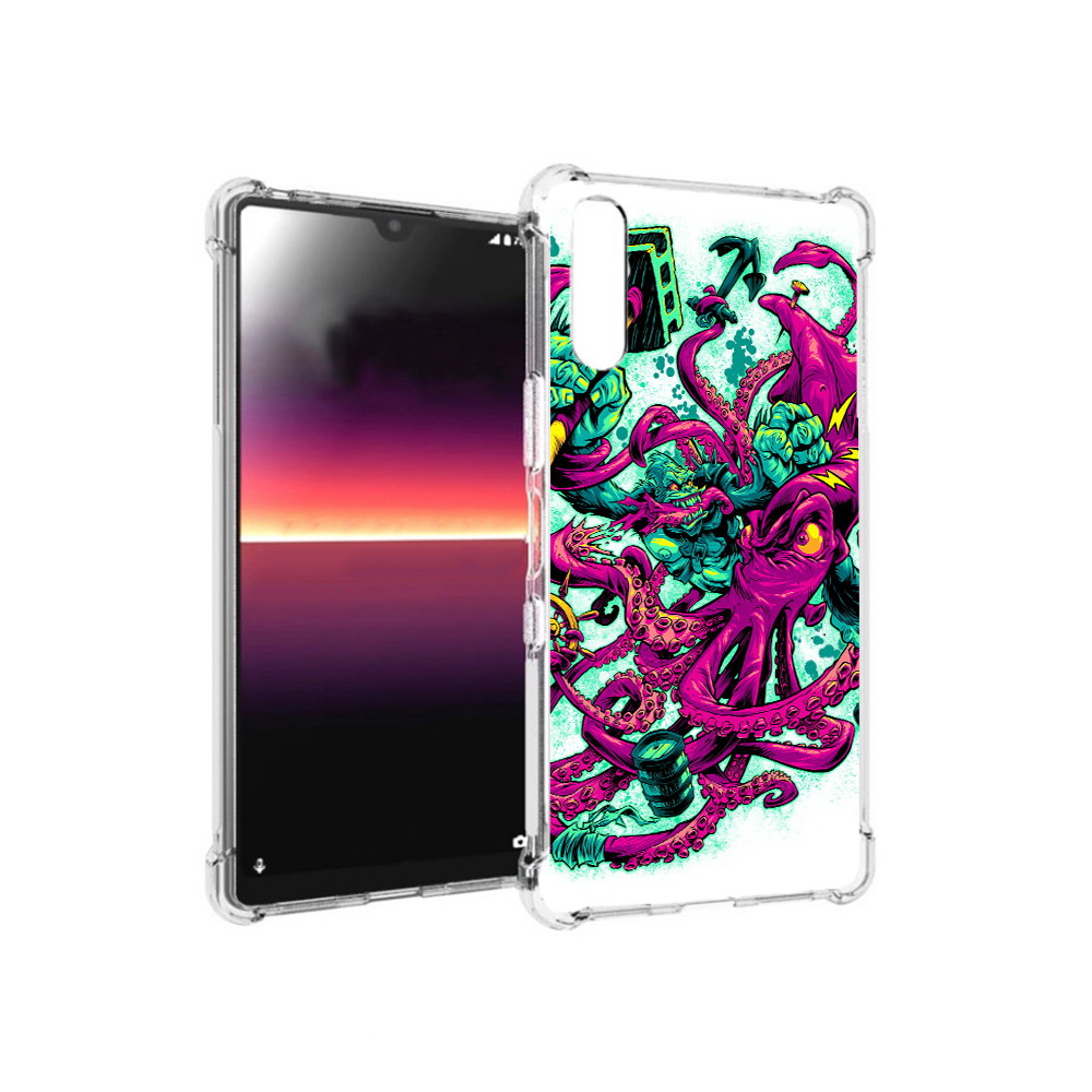 

Чехол MyPads Tocco для Sony Xperia L4 фиолетовый кракен (PT227010.235.657), Прозрачный, Tocco