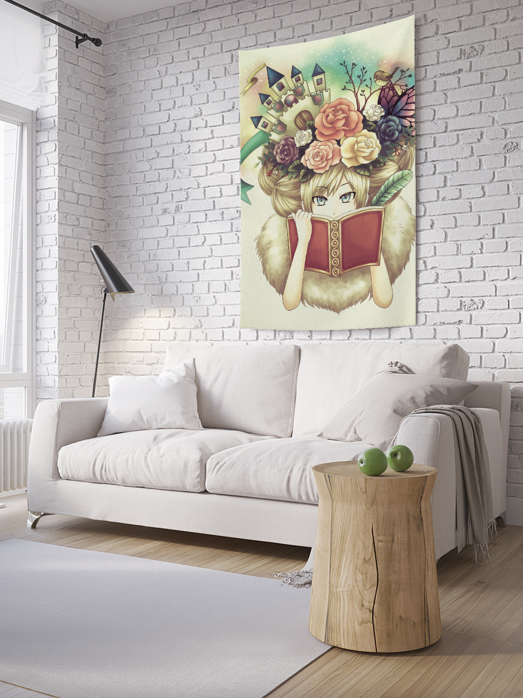 фото Вертикальное фотопанно на стену joyarty "фентези девушка с книгой", 150x200 см