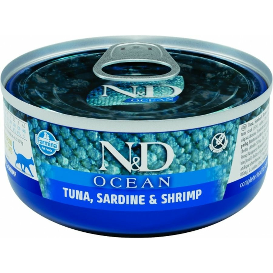Консервы для кошек Farmina N&D Ocean, тунец, сардины и креветки, 24шт по 70г