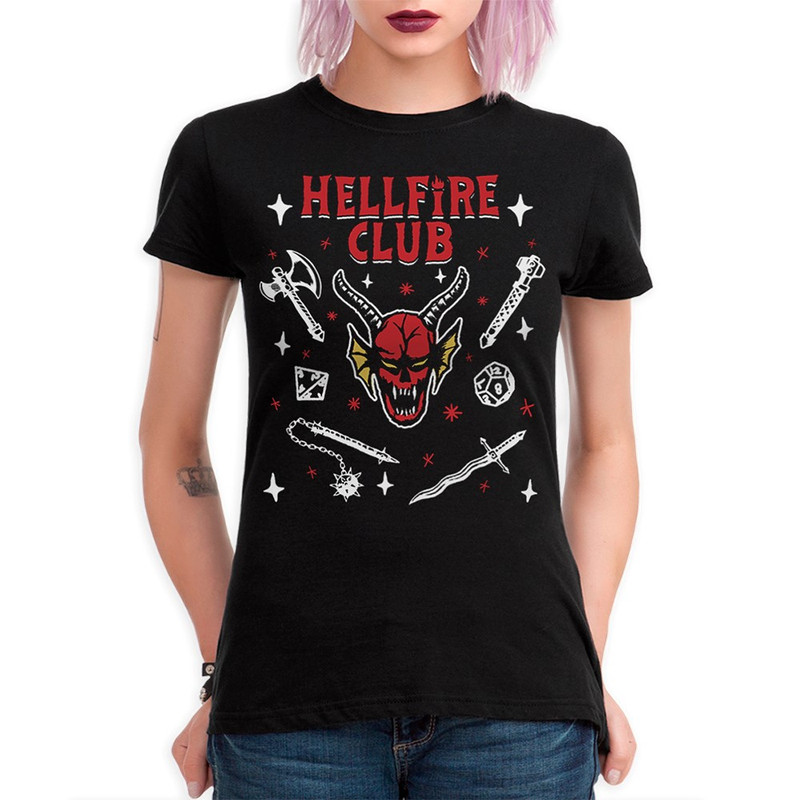 

Футболка женская Dream Shirts Hellfire Club Stranger Things Очень странные дела-1 черная L, Черный, Hellfire Club Stranger Things Очень странные дела-1