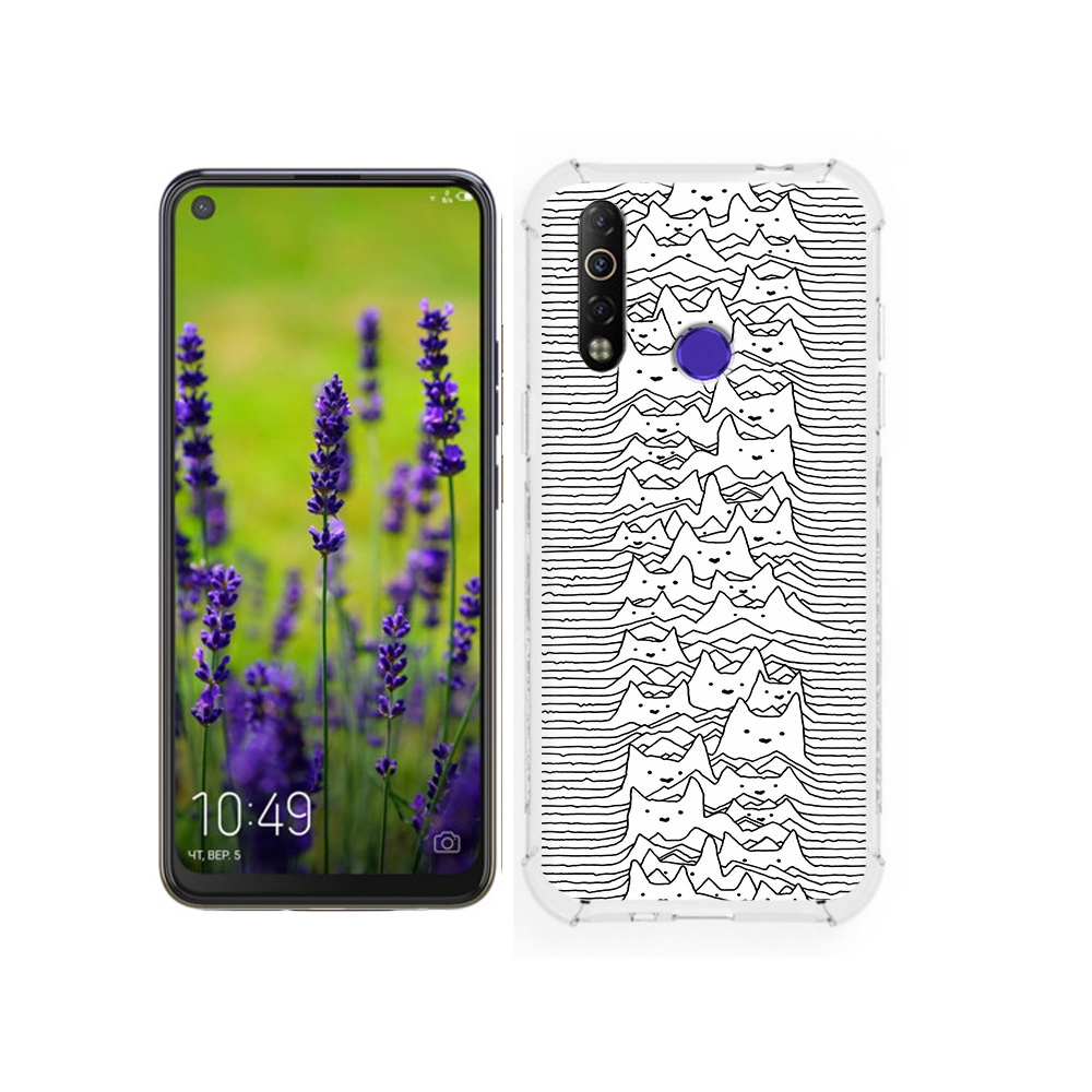 

Чехол MyPads Tocco для Tecno Camon 12 черно белые коты 3D, Tocco
