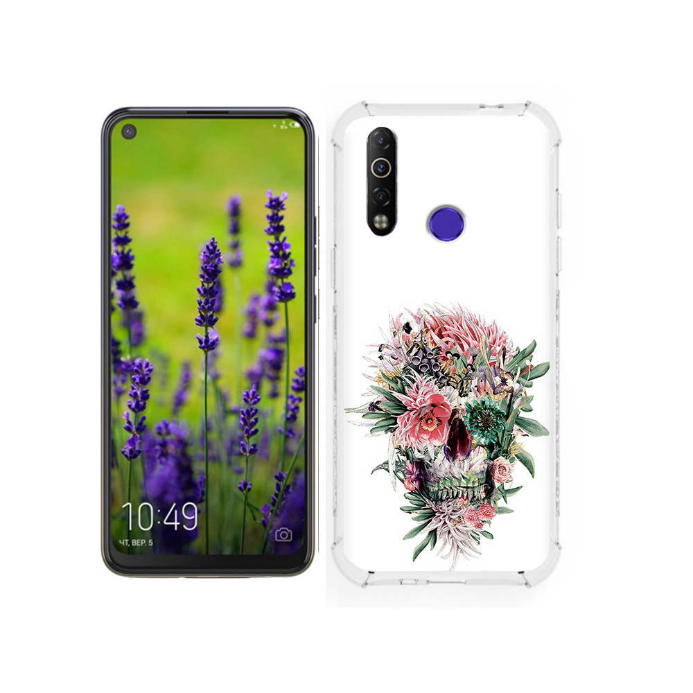 

Чехол MyPads Tocco для Tecno Camon 12 череп из цветов, Tocco