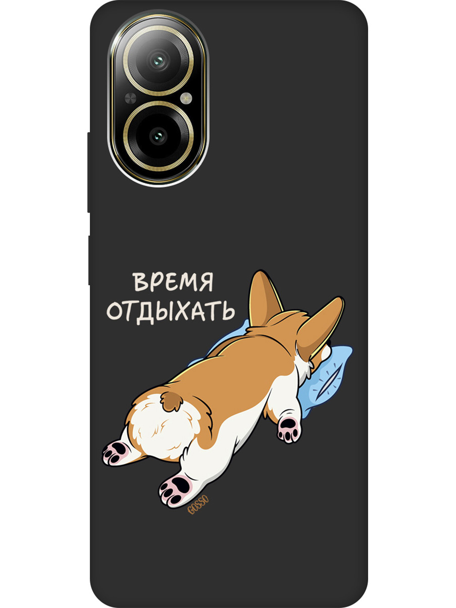 

Силиконовый чехол на Realme C67 с рисунком "Relax for corgi" Soft Touch черный, Черный;белый;коричневый, 20012143