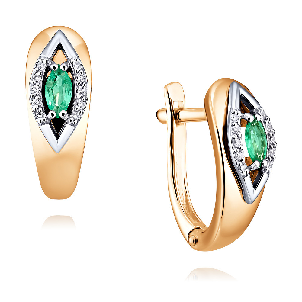 

Серьги из красного золота с бриллиантом/изумрудом ADAMAS 2456960/01-А50Д-433, 2456960/01-А50Д-433