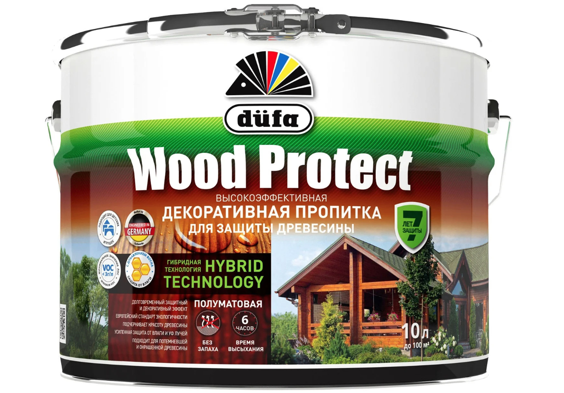 фото Водозащитная пропитка dufa wood protect бесцветный 10 л