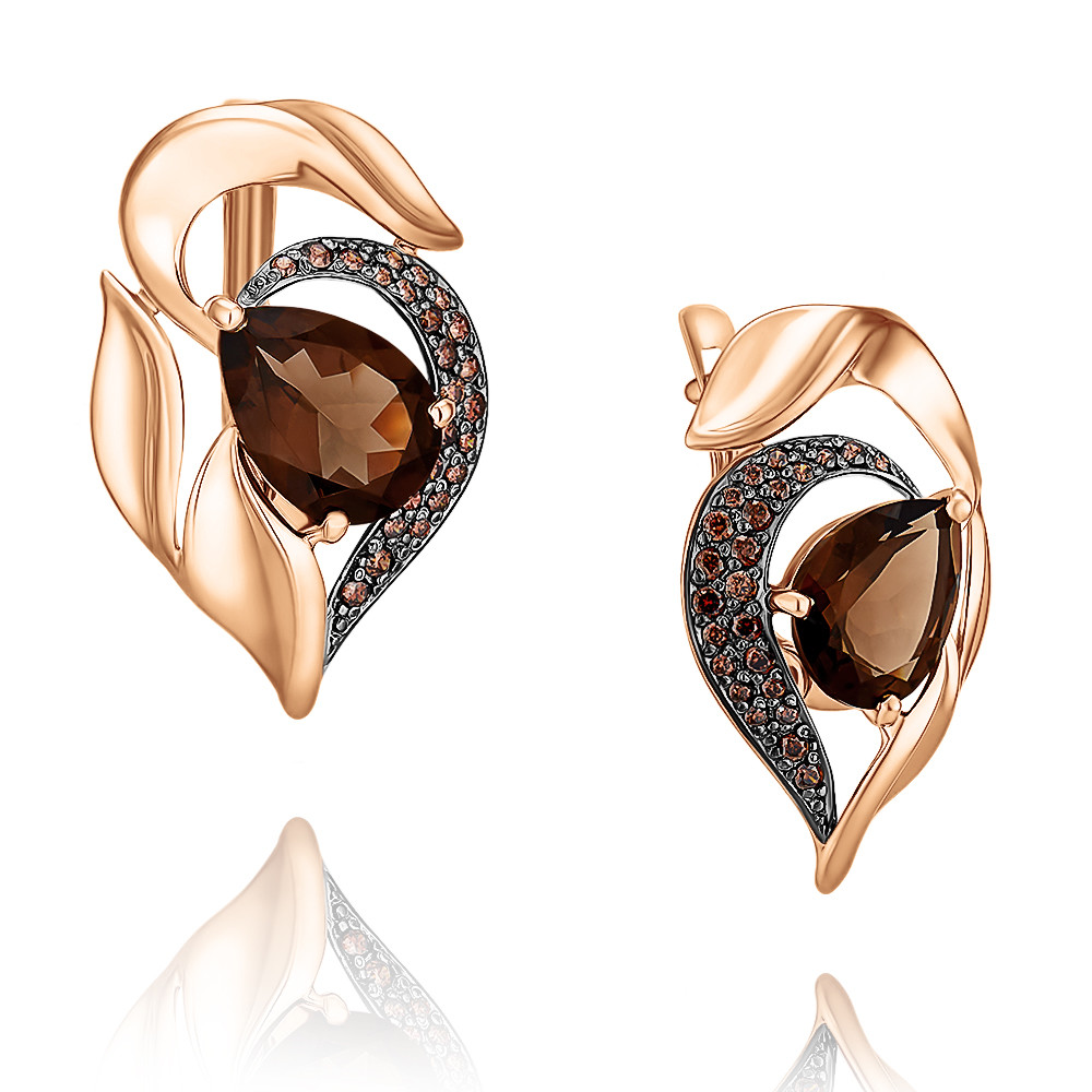 

Серьги из красного золота с раухтопазом/фианитом ADAMAS 2454267/01-А50Д-726, 2454267/01-А50Д-726