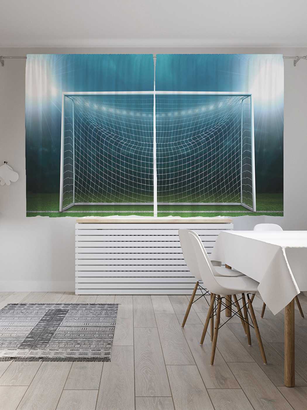 фото Классические шторы joyarty "футбольные ворота", серия oxford delux, 2 полотна 145x180 см