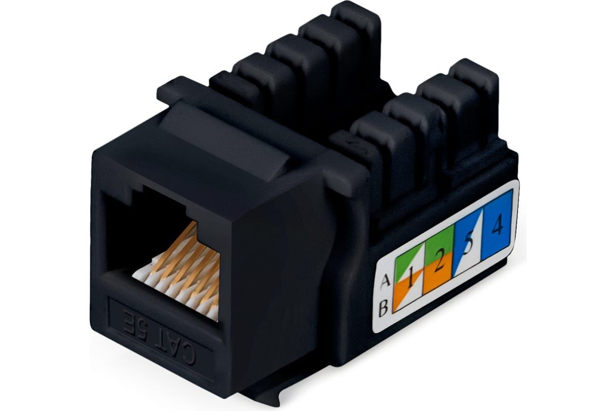 Вставка Keystone Cabeus Jack RJ-45, категория 5e, заделка тип 110, черная KJ-RJ45-Cat.5e-9