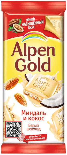 

Шоколад Alpen Gold белый, с миндалем и кокосовой стружкой, 3x80 г