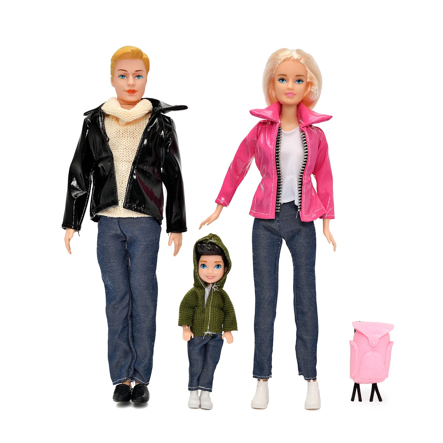 Набор из 3х кукол S-S Семья на прогулке одежда и аксессуары в комплекте