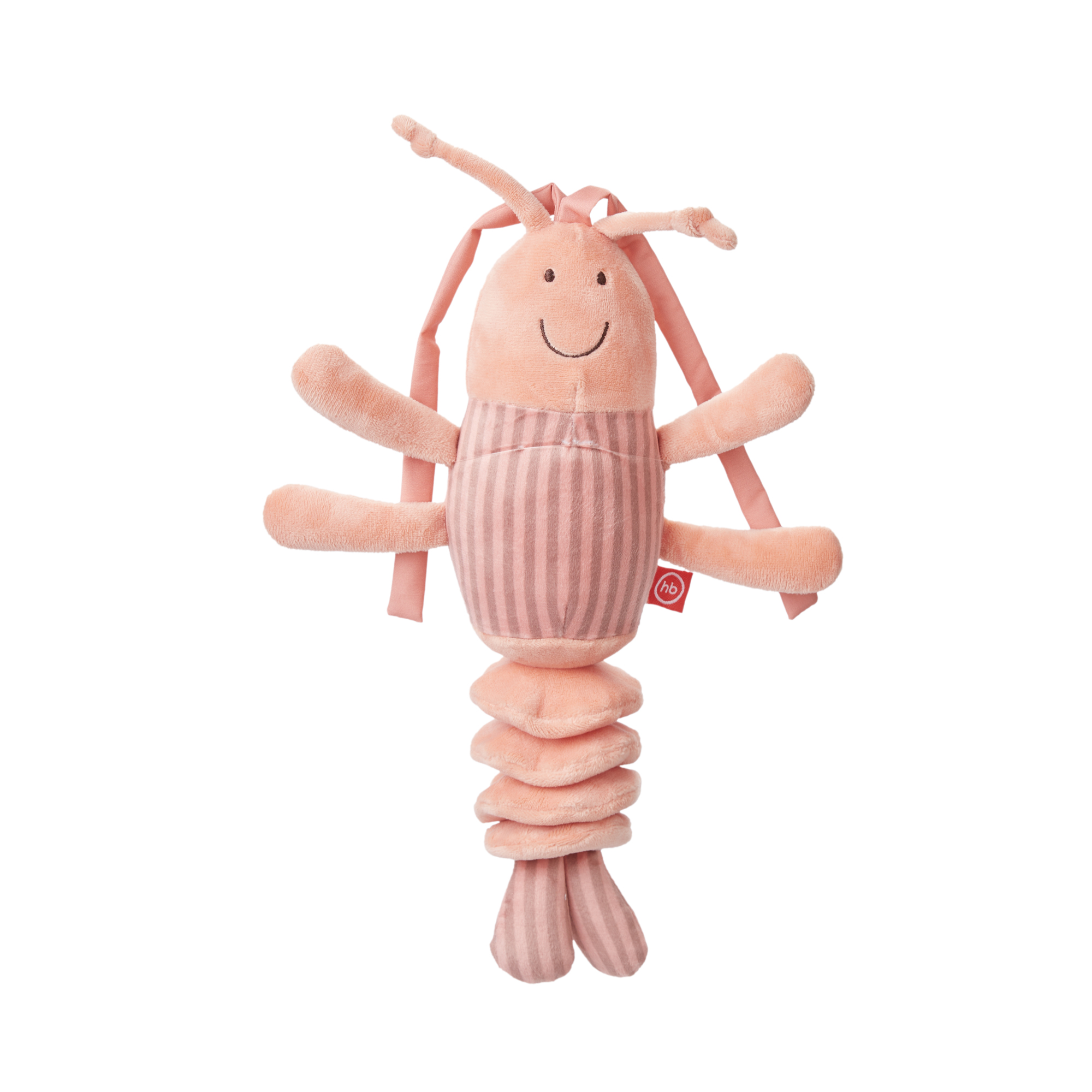 Подвесная игрушка-шуршалка для малышей Happy Baby Креветка, растяжка с вибрацией, розовая