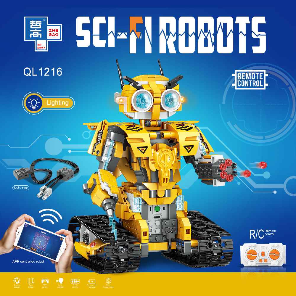 

Конструктор Zhe Gao QL1216 Желтый Робот на радиоуправлении Sci-Fi Robots, QL1216