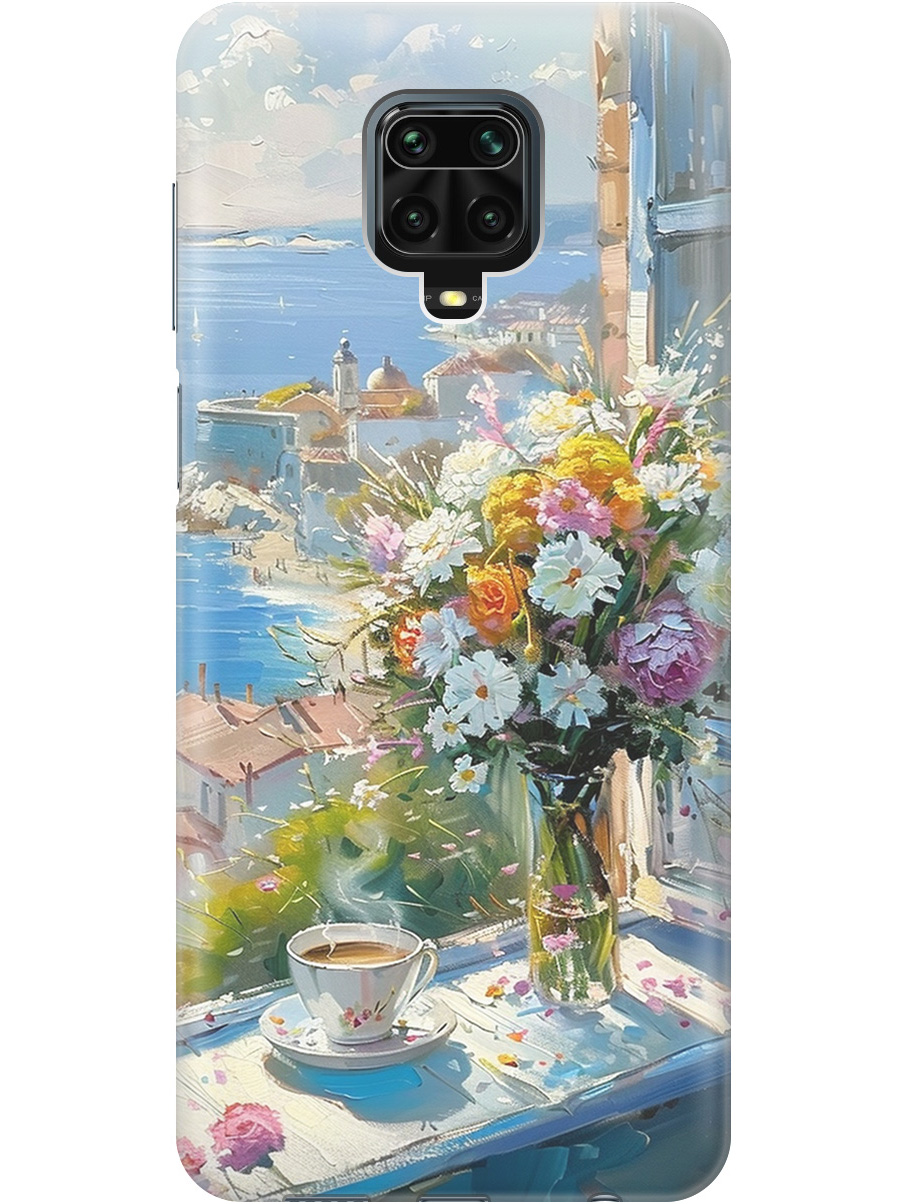 

Силиконовый чехол на Xiaomi Redmi Note 9s / Note 9 Pro с принтом "Букет цветов и кофе", Прозрачный;белый;голубой, 722942122