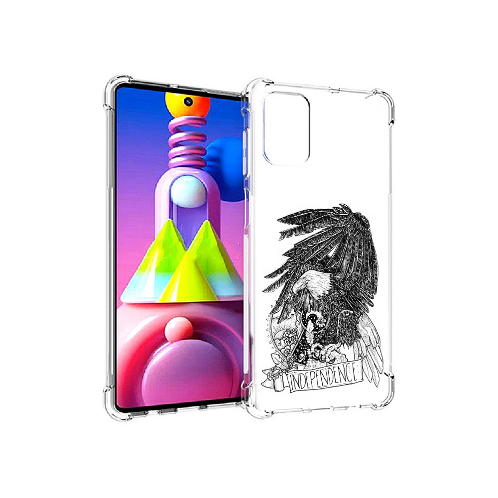 

Чехол MyPads Tocco для Samsung Galaxy M51 черно белый сокол (PT156838.490.688), Прозрачный, Tocco
