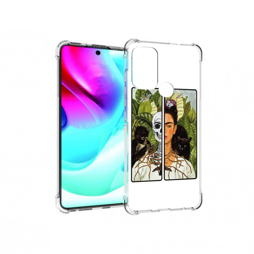 

Чехол MyPads Tocco для Motorola Moto G60S сдвоенная картинка девушка скелет, Прозрачный, Tocco