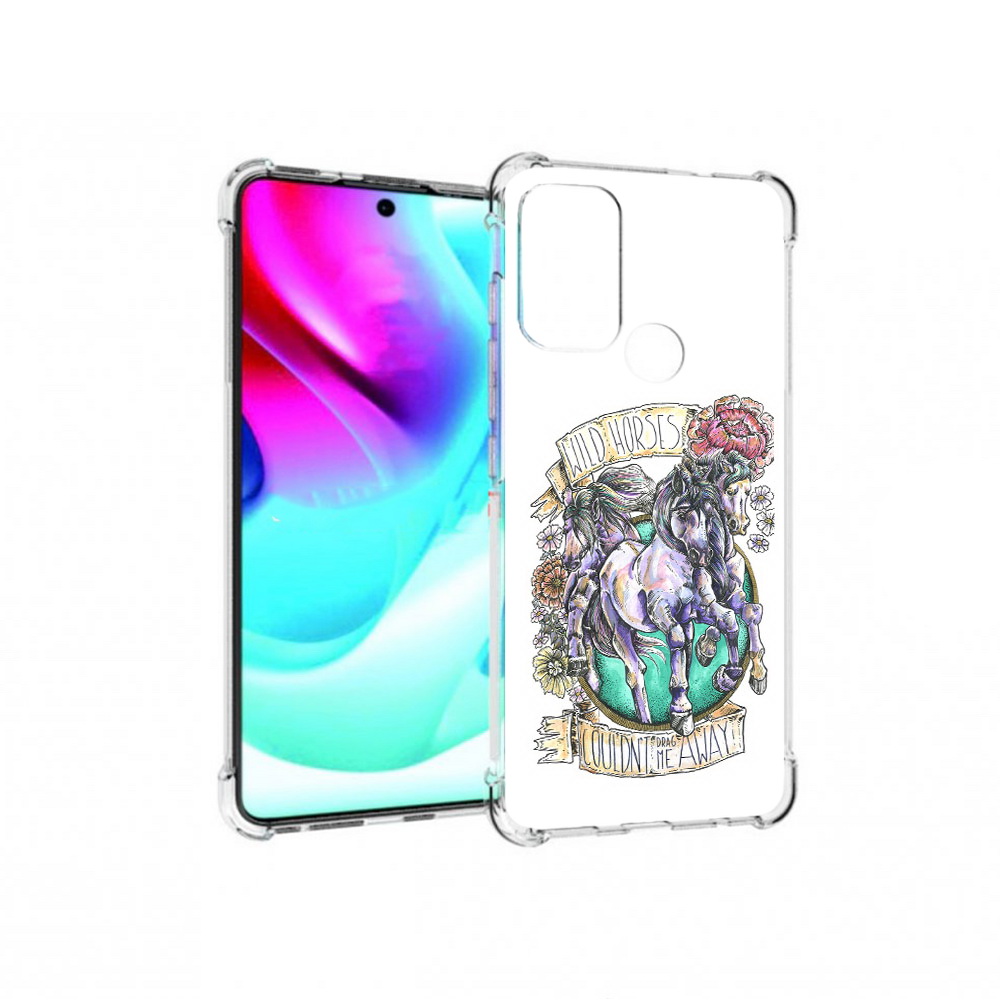 

Чехол MyPads Tocco для Motorola Moto G60S рисунок коней в цветах (PT227079.361.582), Прозрачный, Tocco