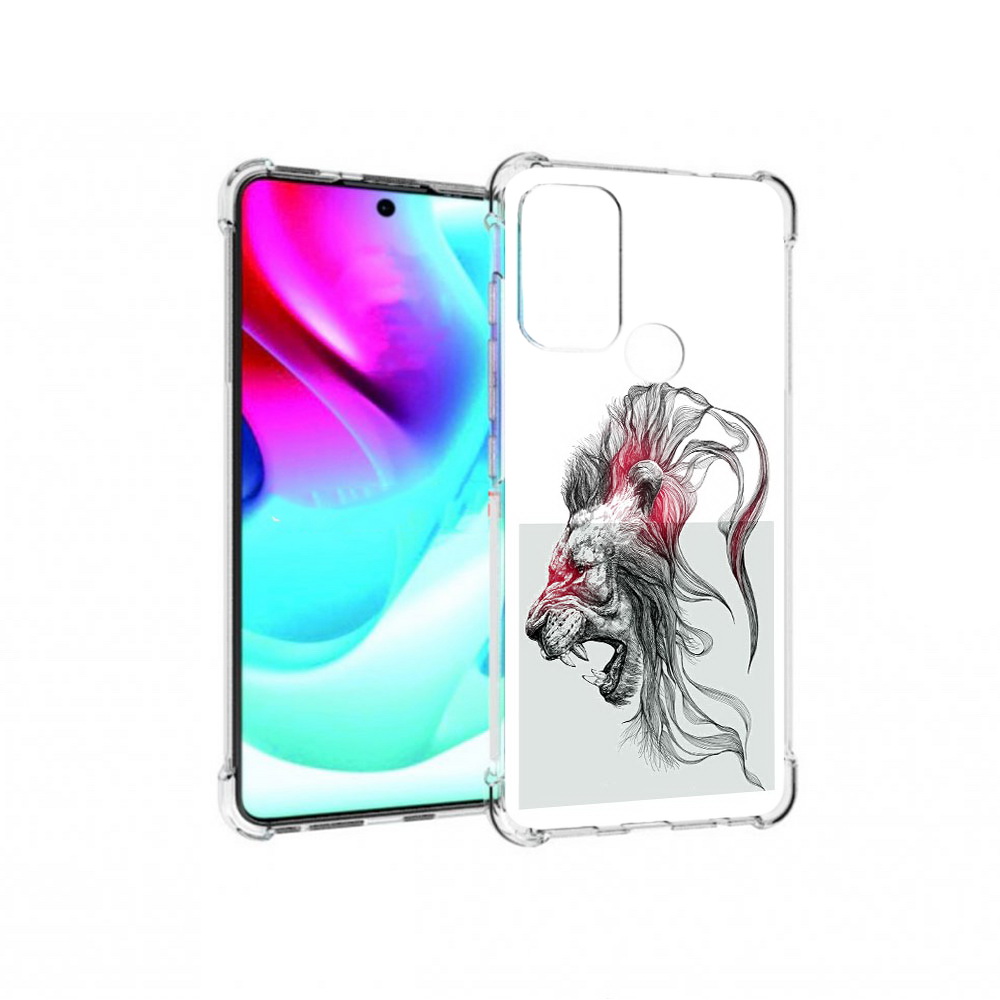 

Чехол MyPads Tocco для Motorola Moto G60S разъяренный лев (PT227079.361.576), Прозрачный, Tocco