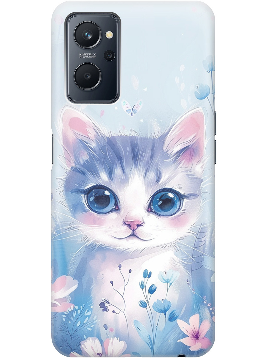 

Силиконовый чехол на Realme 9i с принтом "Котик в цветах", Прозрачный;белый;голубой;розовый, 740189412