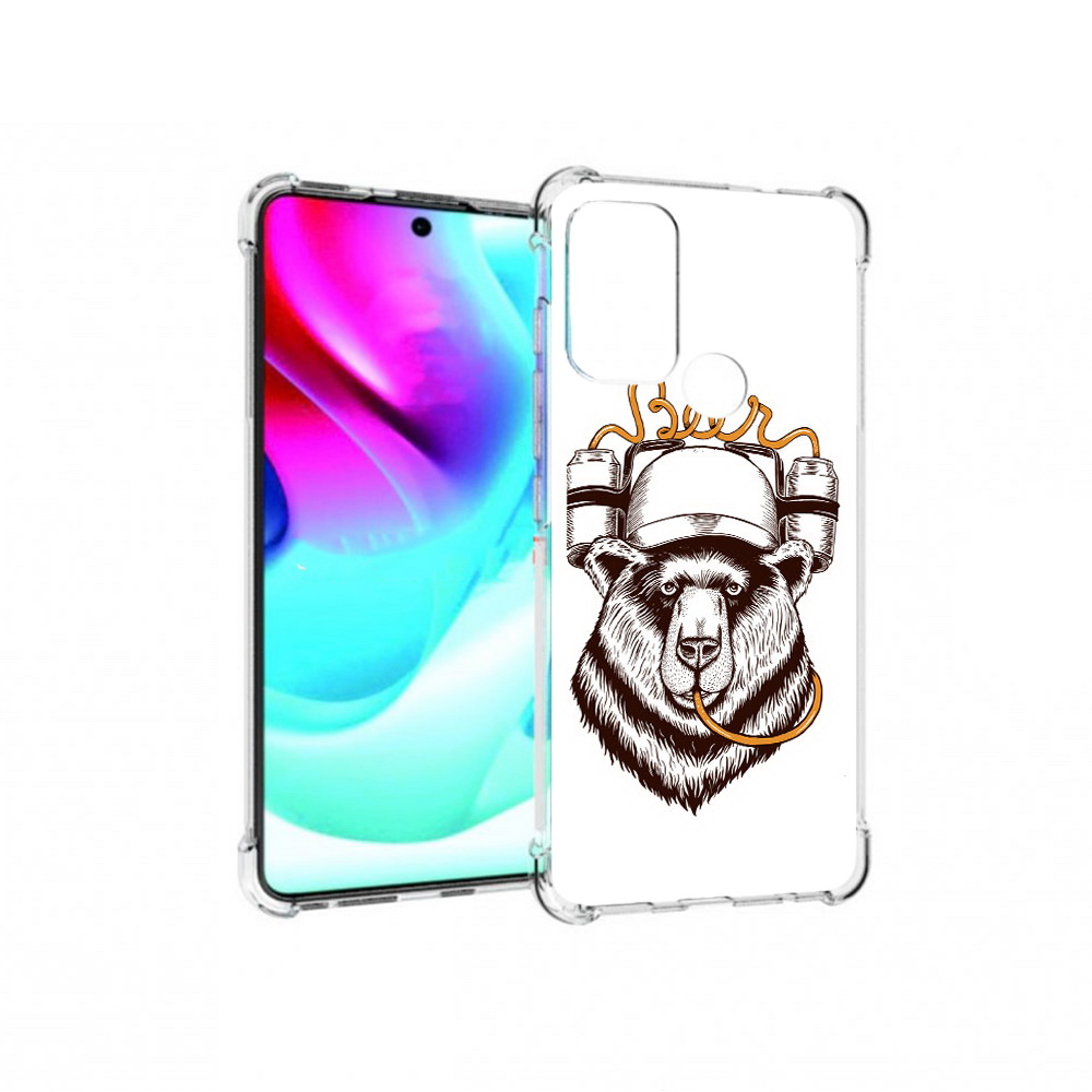 

Чехол MyPads Tocco для Motorola Moto G60S пивной медведь (PT227079.361.538), Прозрачный, Tocco