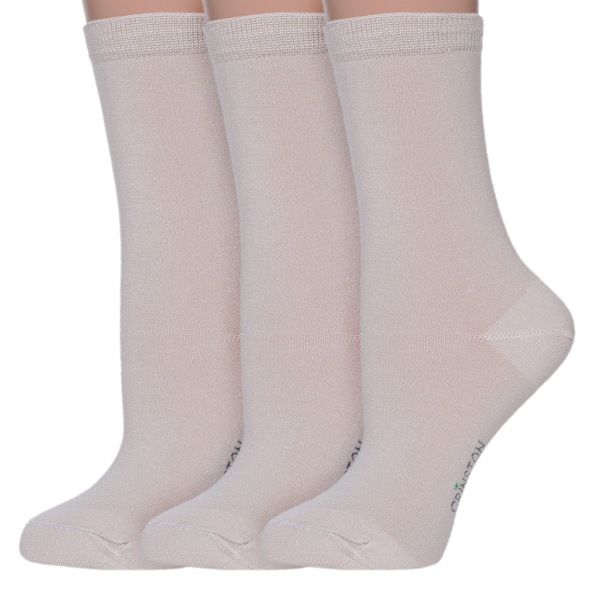 

Комплект носков женских Grinston socks 3-17D2 бежевых 25, Бежевый, 3-17D2