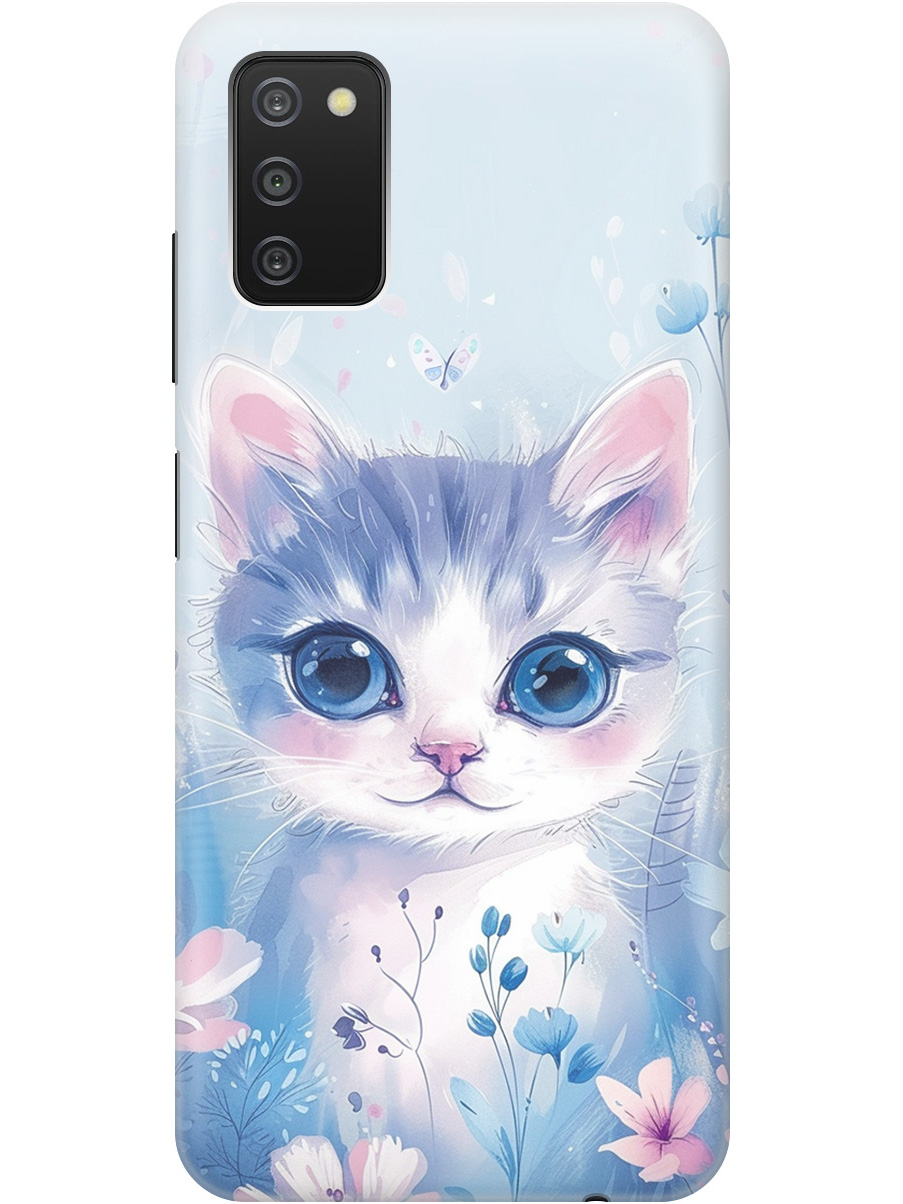 

Силиконовый чехол на Samsung Galaxy A03s с принтом "Котик в цветах", Прозрачный;белый;голубой;розовый, 732241112