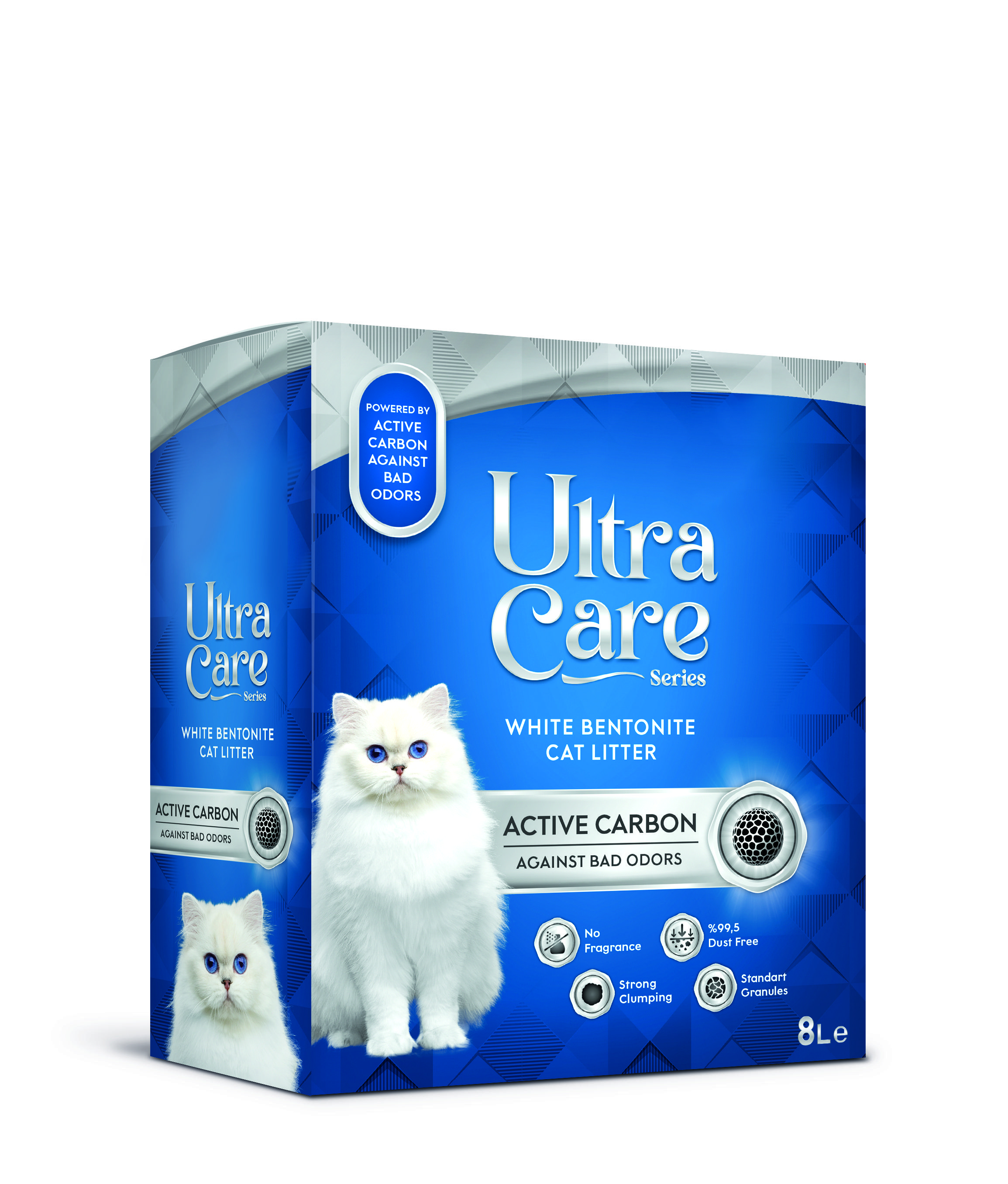 фото Комкующийся наполнитель для кошачьего туалета ultra care active carbon,с углём, 8 л