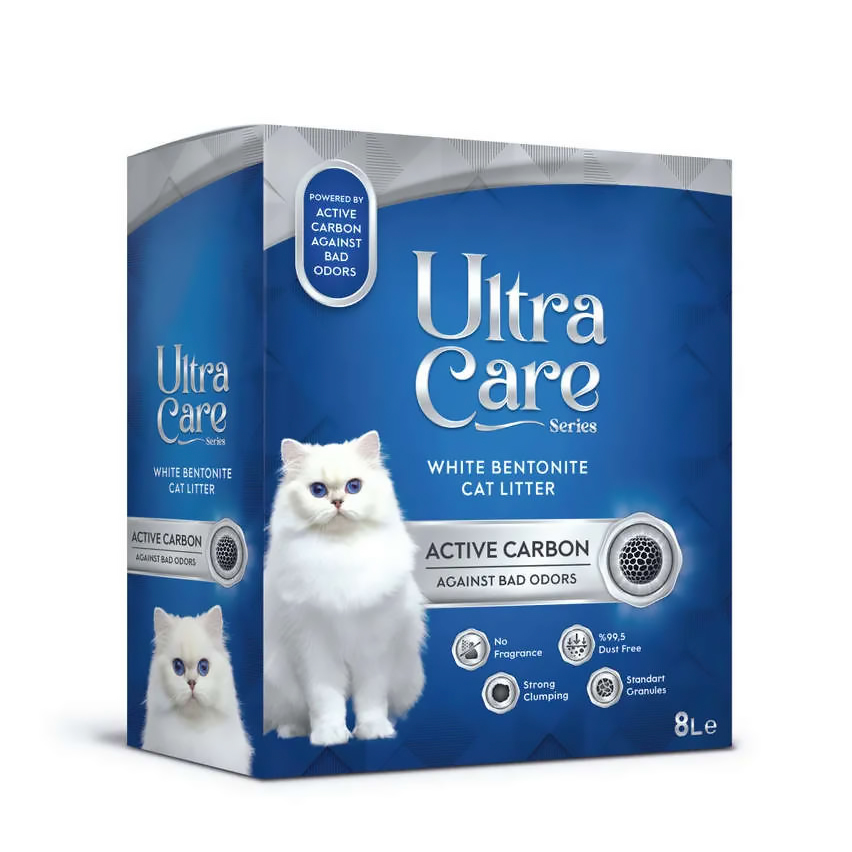 Комкующийся наполнитель ULTRA CARE Active Carbon бентонитовый с углём, 8 л