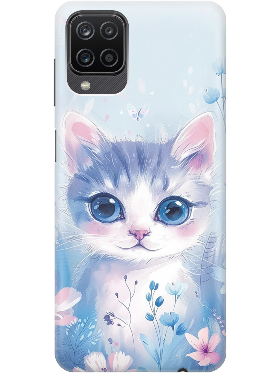 

Силиконовый чехол на Samsung Galaxy A12 / M12 с принтом "Котик в цветах", Прозрачный;белый;голубой;розовый, 723602812