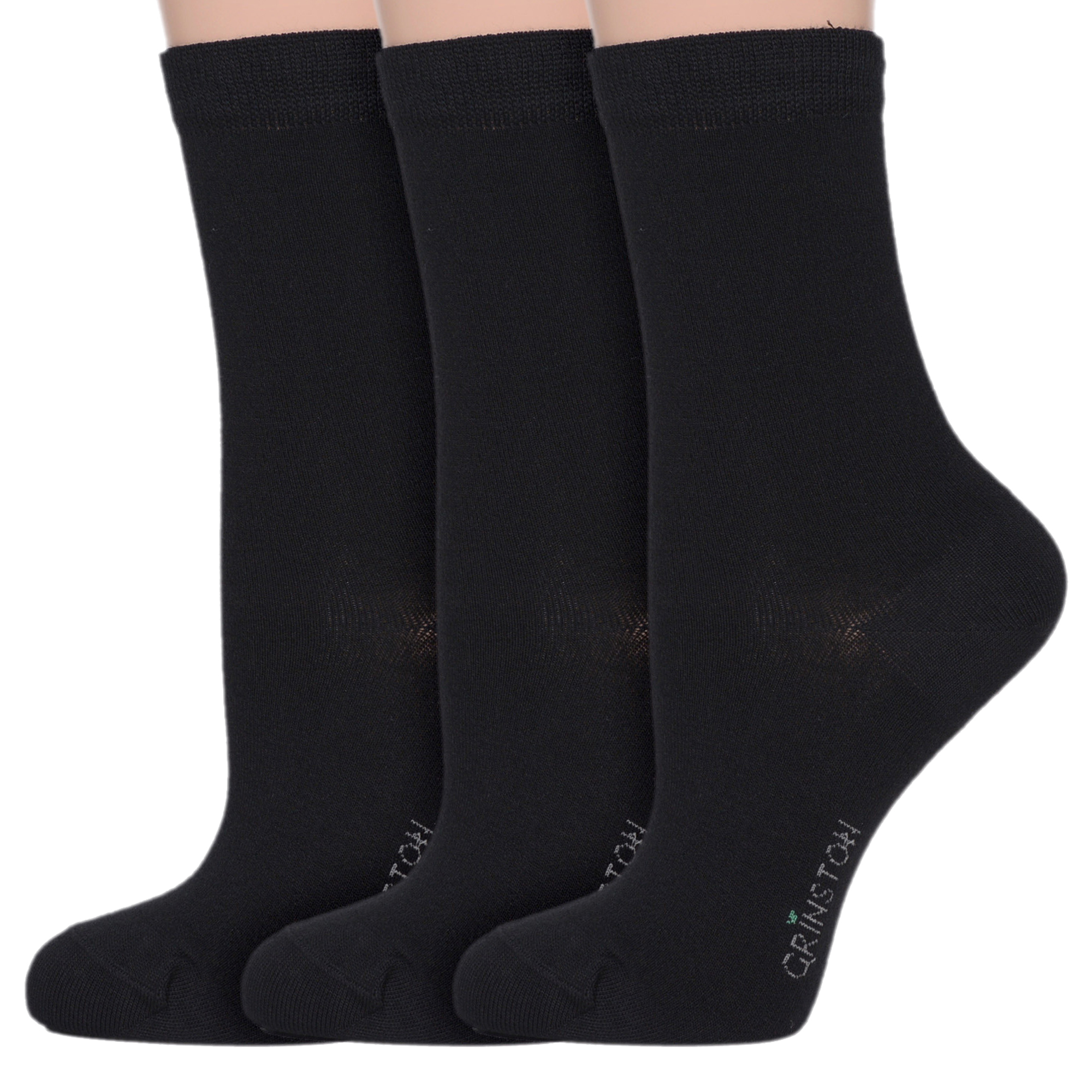 

Комплект носков женских Grinston socks 3-17D2 черных 23, Черный, 3-17D2