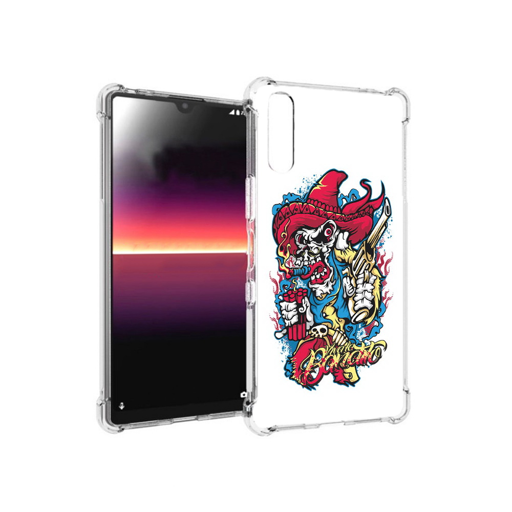 

Чехол MyPads Tocco для Sony Xperia L4 нарисованный скелет с писталетом (PT227010.235.513), Прозрачный, Tocco