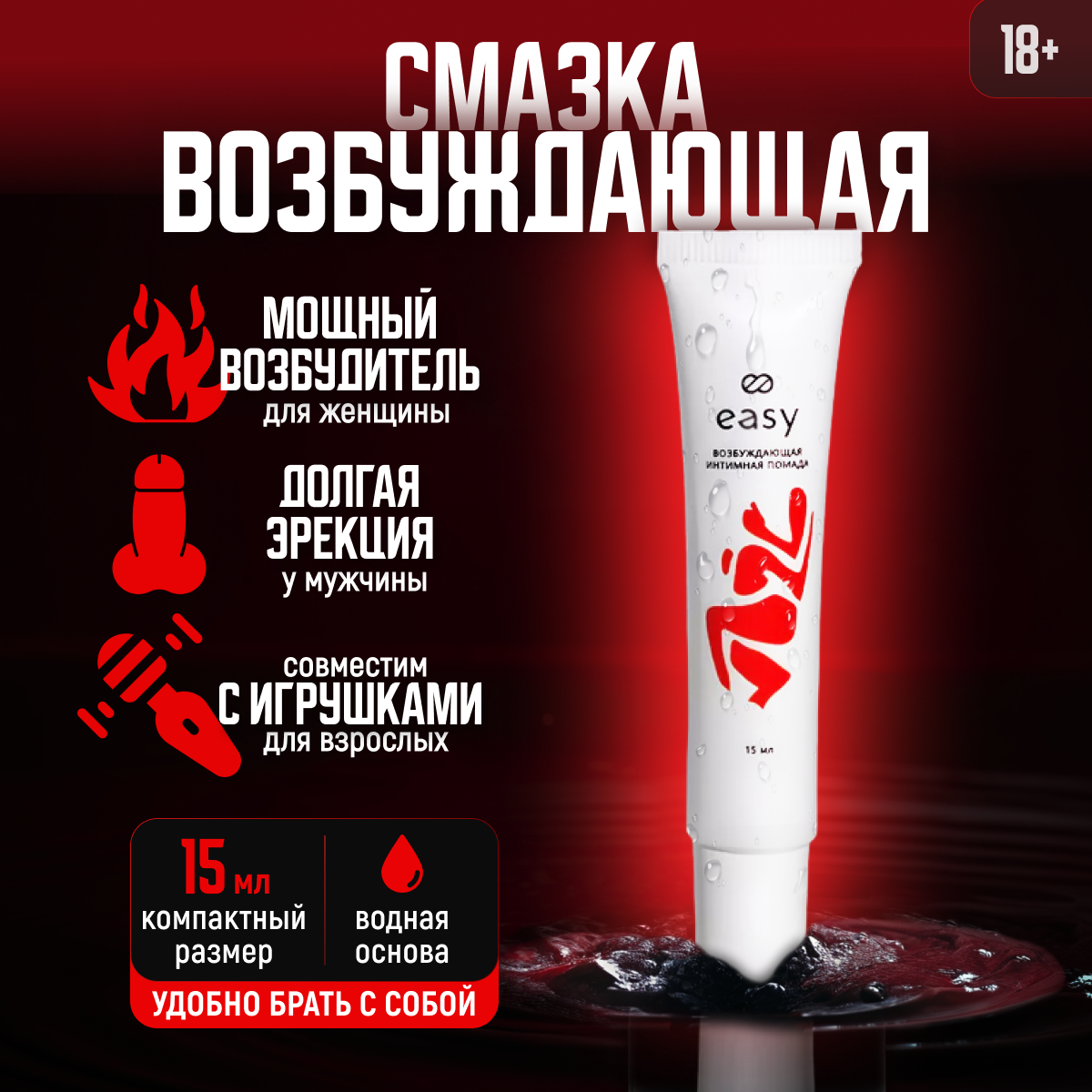 

Интимная гель-смазка Easy на водной основе с ментолом 15 мл