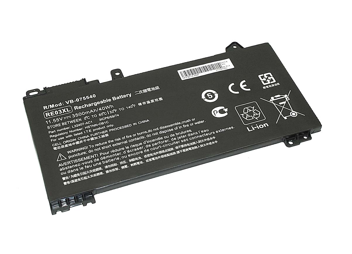 фото Аккумуляторная батарея для ноутбука hp probook 430 g6 (re03-3s1p) 11,55v oem