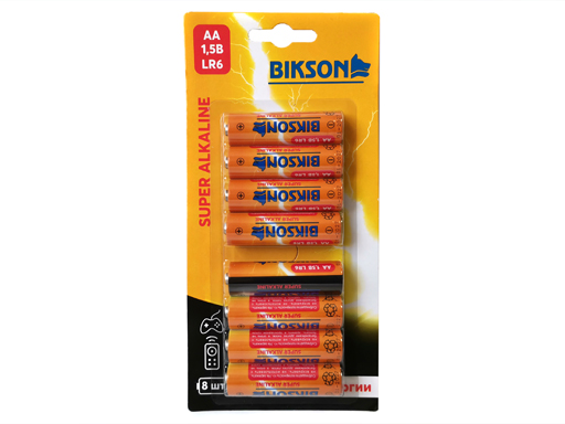 Батарейки BIKSON алкалиновые, тип АА, 1,5V, 8шт, блистер BN0504-LR6-8BL