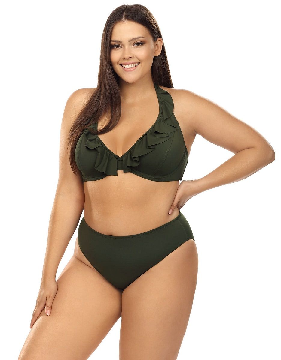 

Игривый купальник plus size с оборкой на лифе, L3105/2