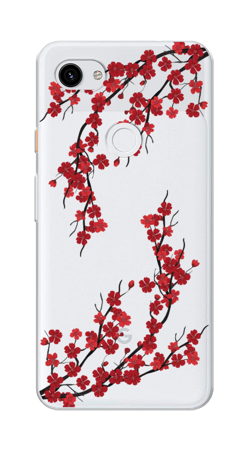 

Чехол на Google Pixel 3A XL "Красная сакура", Красный;черный, 270450-2